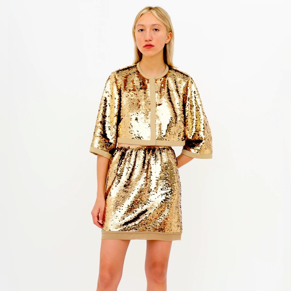Dolce & Gabbana Gold Sequin Cropped Jacket